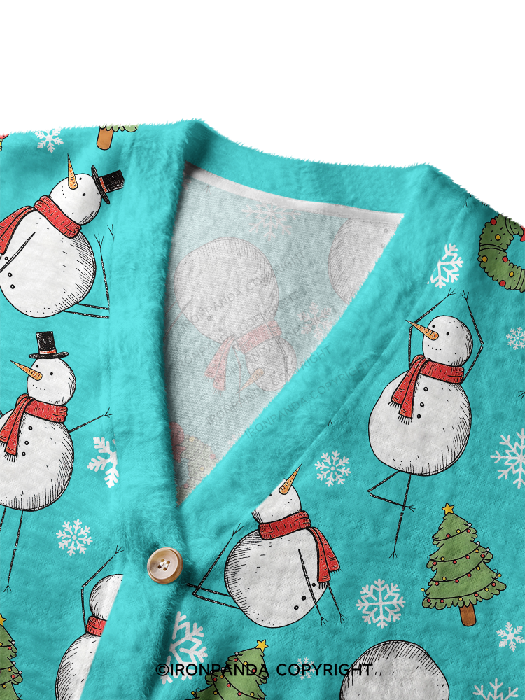 Snowman Christmas Yoga Crop Ugly Cardigan Sweater