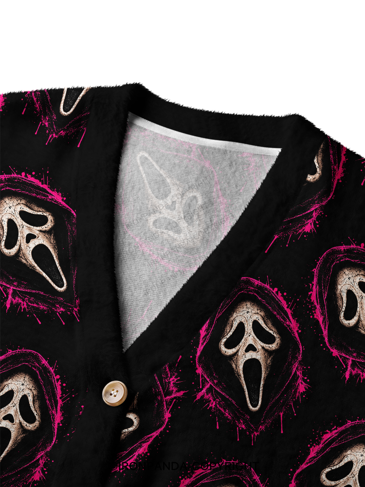 Ghost Face Ugly Cardigan Sweater