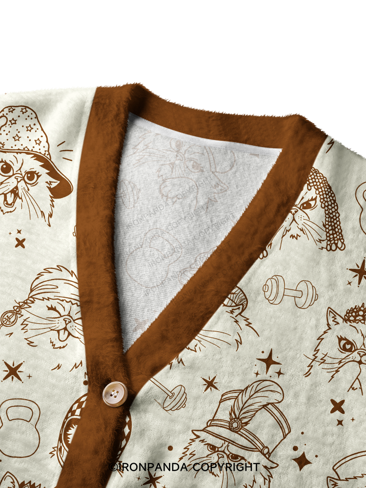 FITNESS COOL CATS Ugly Cardigan Sweater