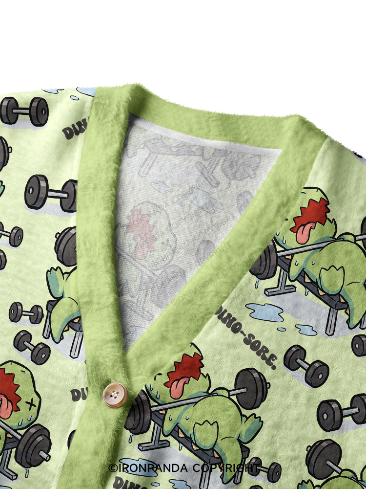 DINO-SORE WORKOUT Cats Ugly Cardigan Sweater