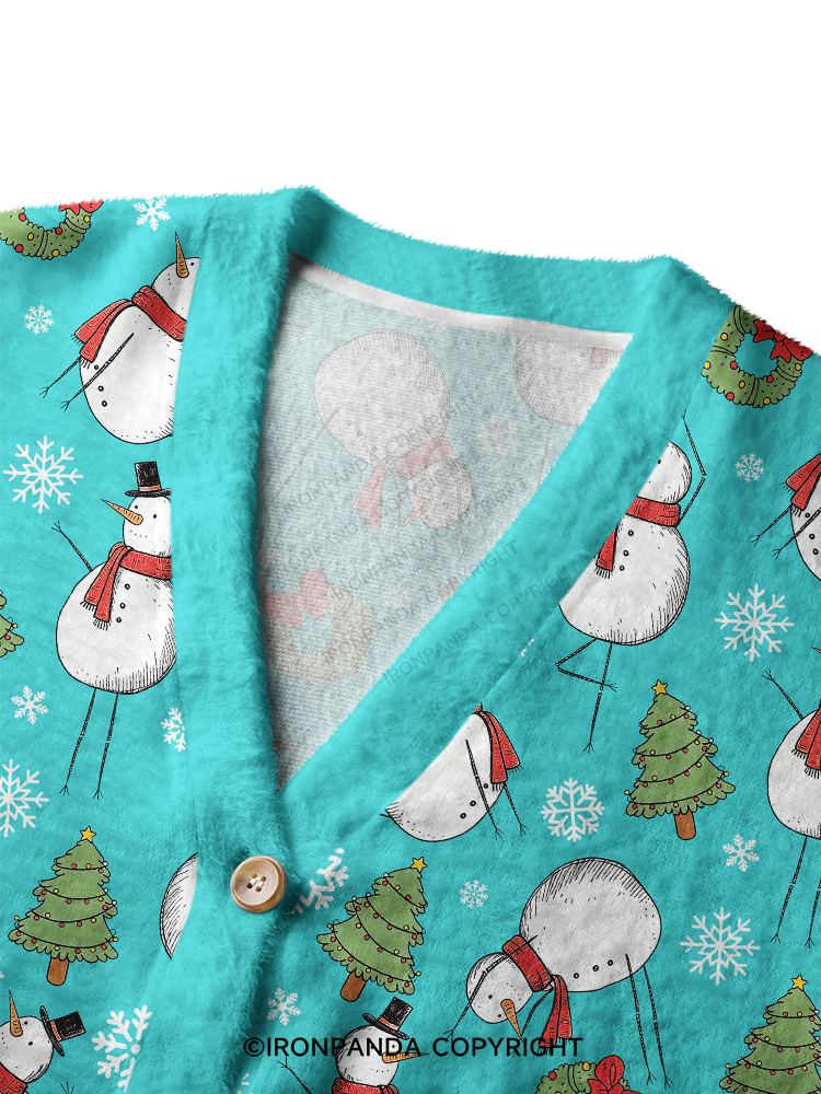 Snowman Christmas Yoga Ugly Cardigan Sweater
