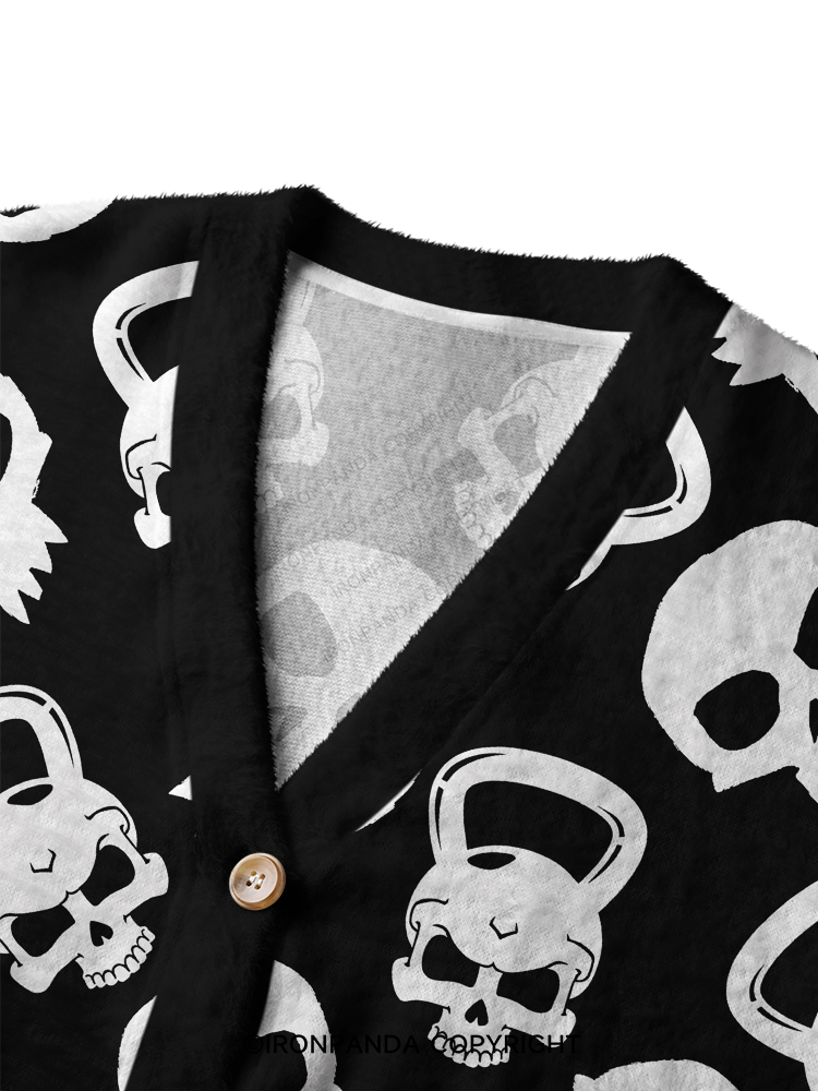 DARK SKULL KETTLEBELL Ugly Cardigan Sweater