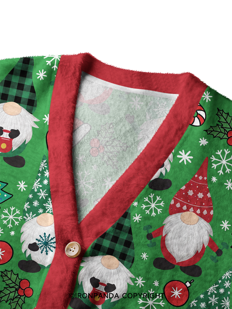 Gnomes lifting weights Ugly Cardigan Sweater