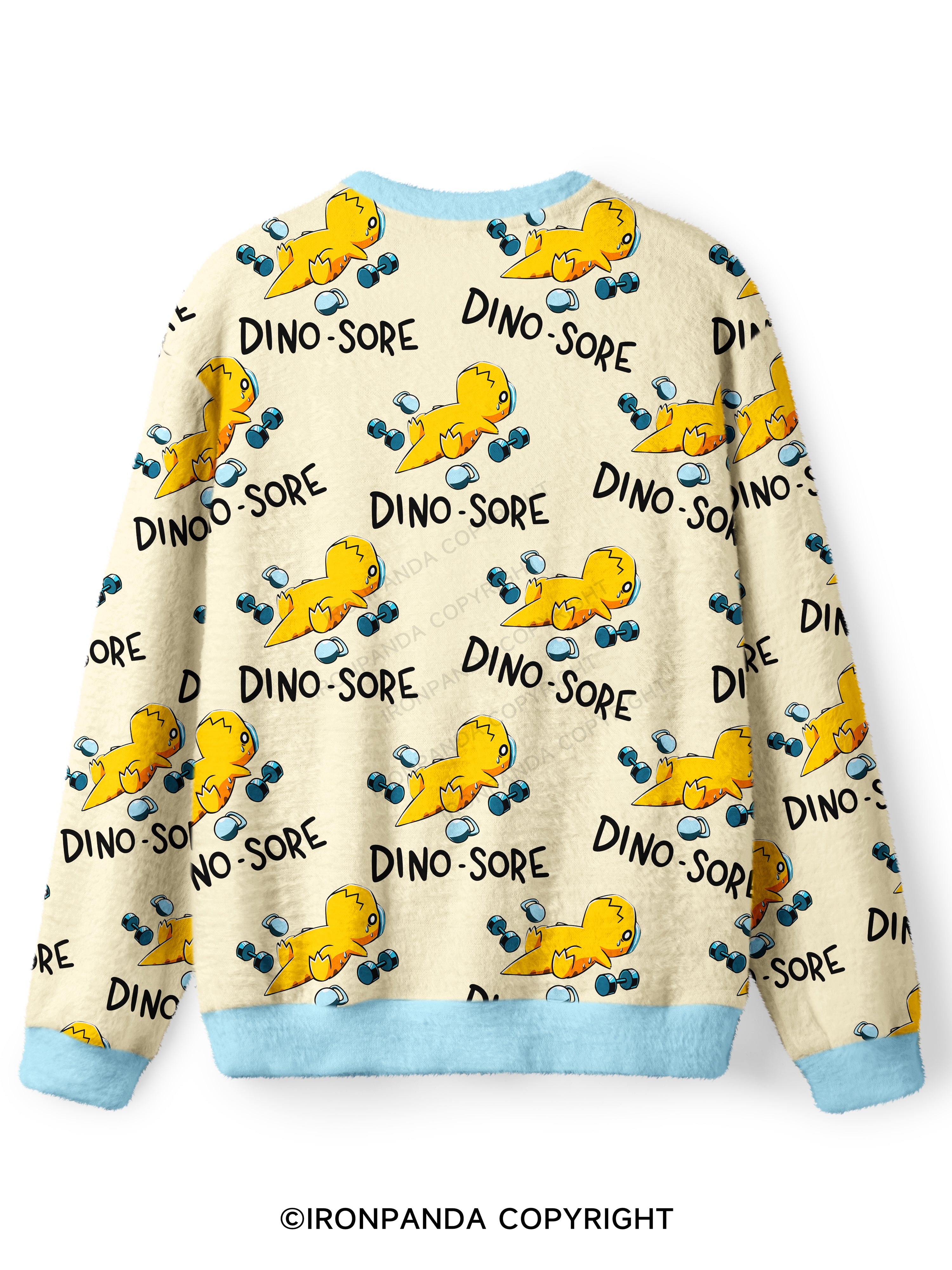 DINO-SORE Ugly Fuzzy Fleece Sweater