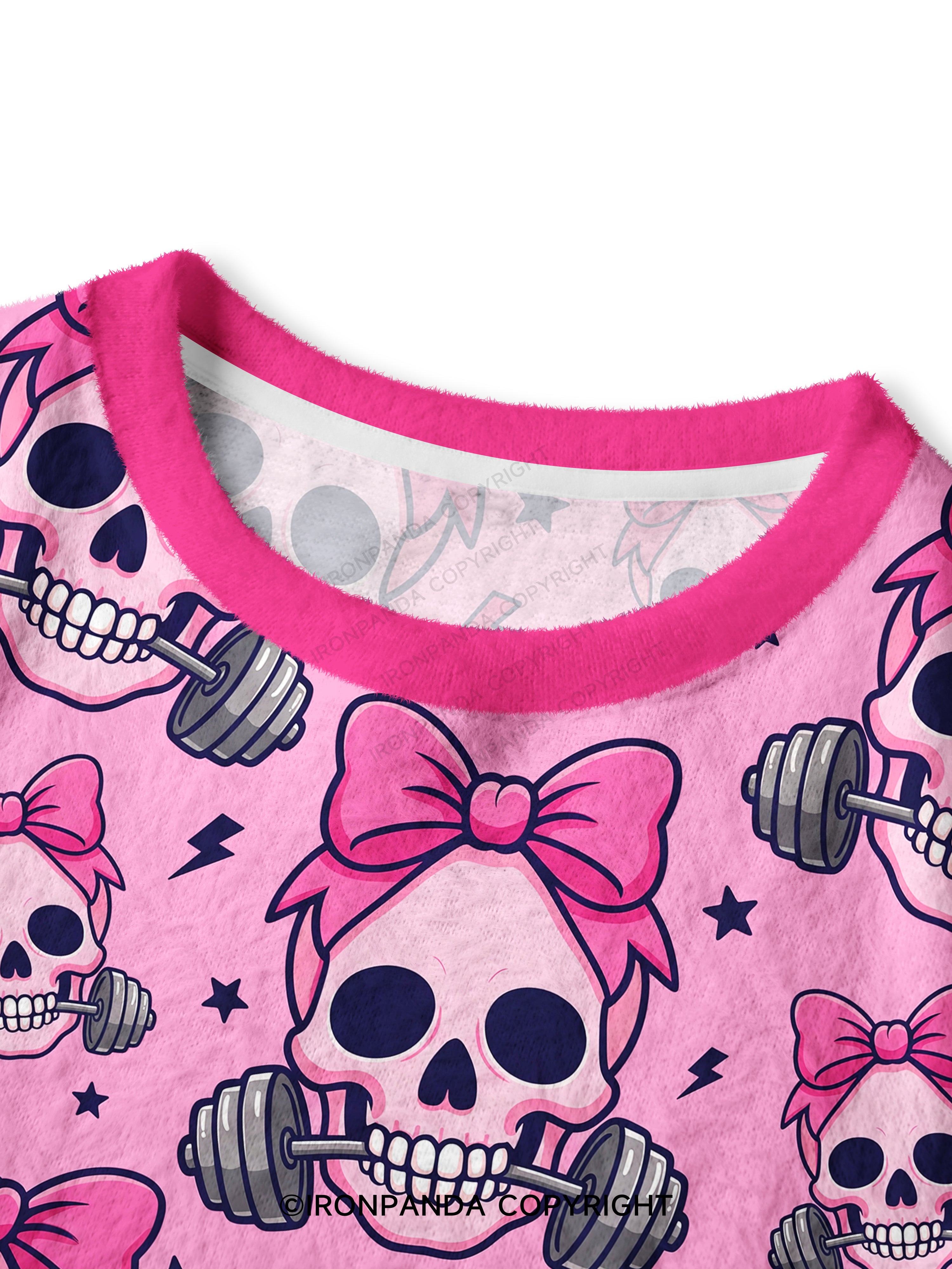 Girly Gym Skull Crop Ugly Sweater