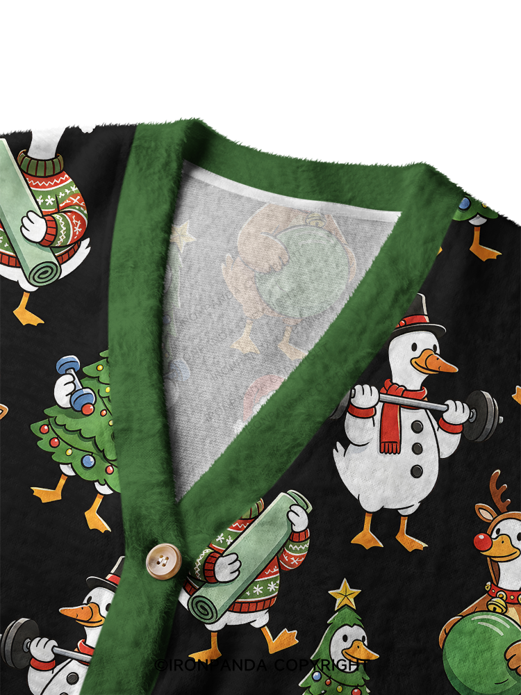 Christmas Fitness Goose Crop Ugly Cardigan Sweater