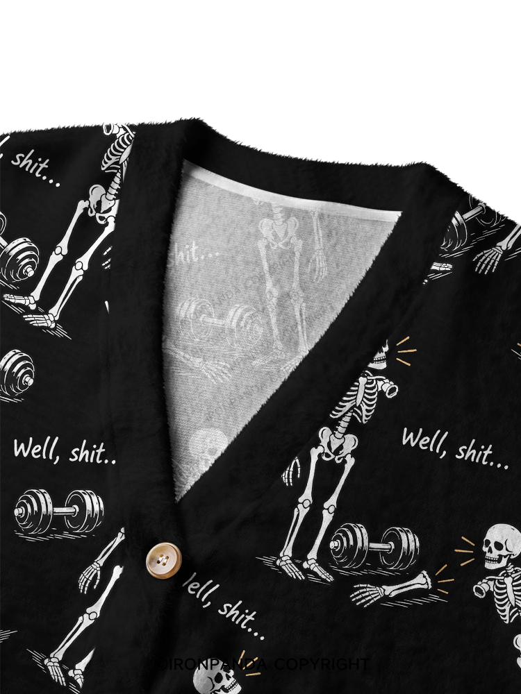 Well Shit Skeleton Ugly Cardigan Sweater