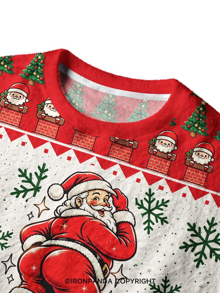 Merry Thiccmas Funny Christmas Ugly Fuzzy Fleece Sweater