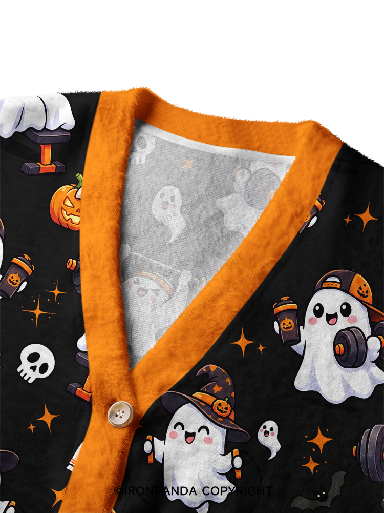 Funny Ghost Fitness Crop Ugly Cardigan Sweater