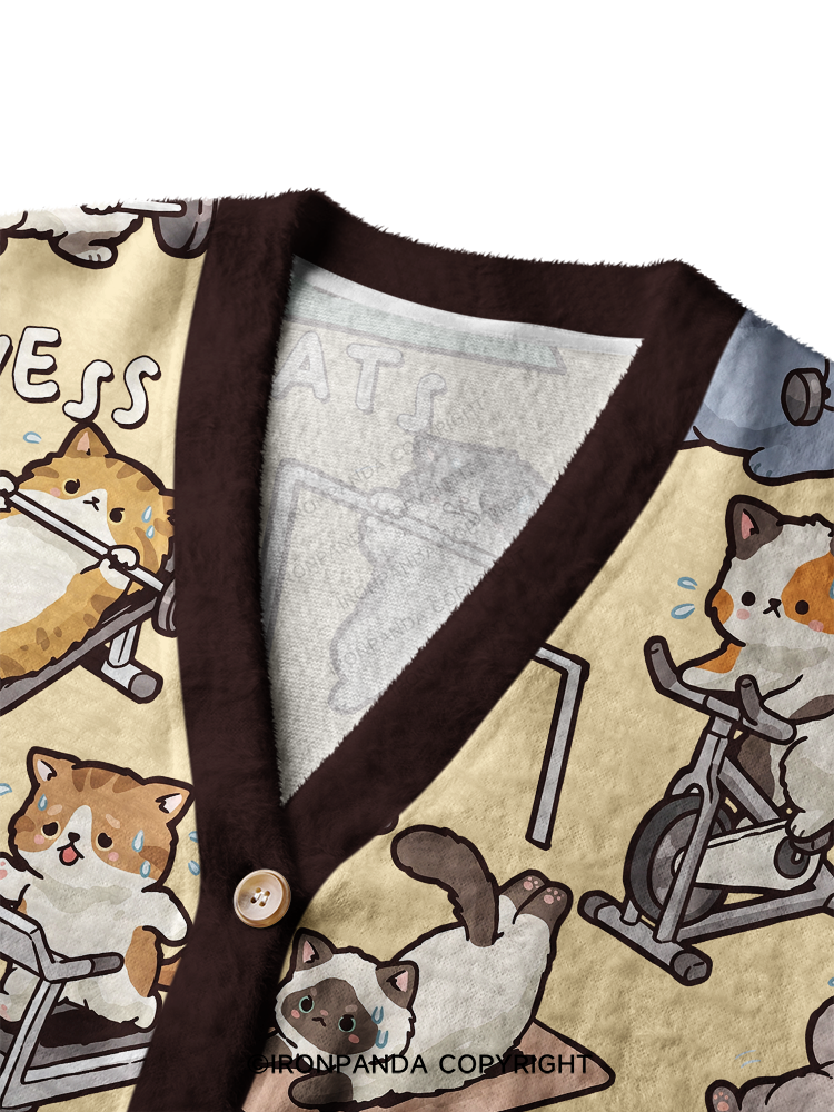 FITNESS Cats Crop Ugly Cardigan Sweater