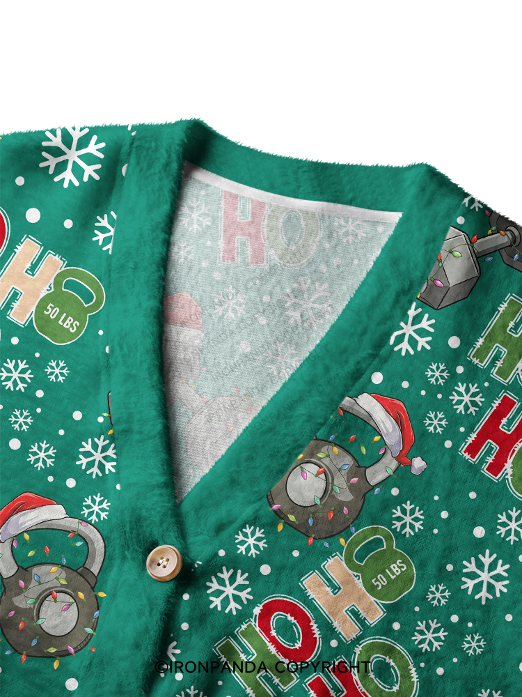 HOHOHO MERRY LIFTMASS Ugly Cardigan Sweater