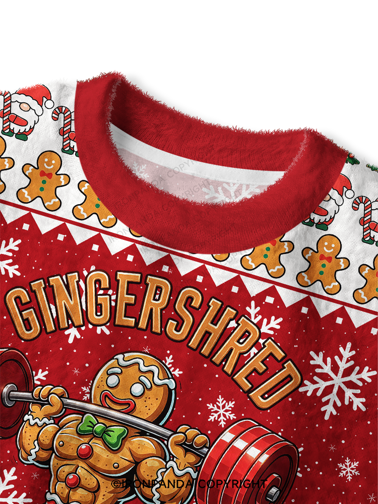 Gingerbread Weightlifting Fuzzy Fleece Crop Sweater