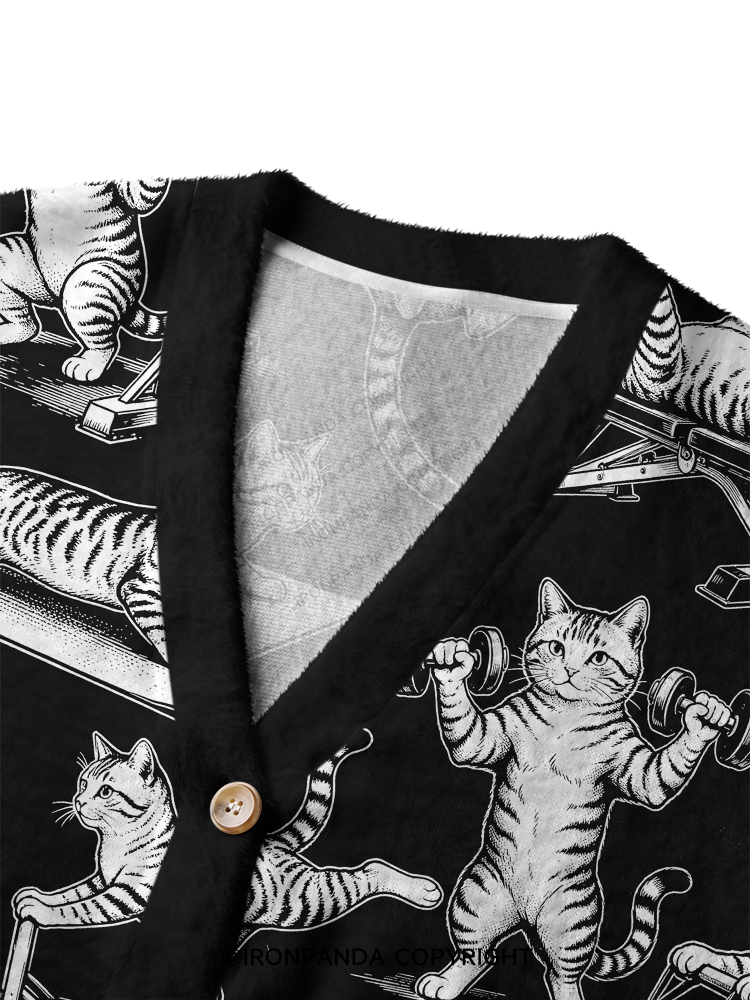 Fitness Cute Cat Crop Ugly Cardigan Sweater