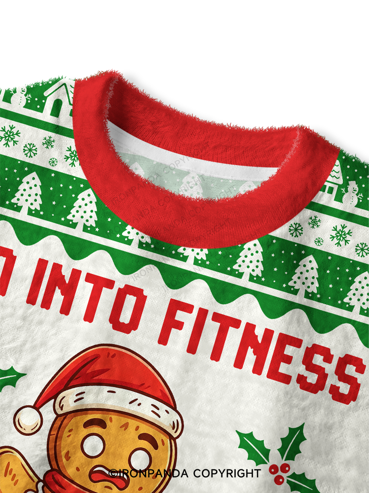 Funny Gingerbread Fitness Fuzzy Fleece Crop Sweater