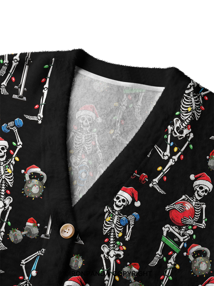 Funny Skeleton Crop Ugly Cardigan Sweater