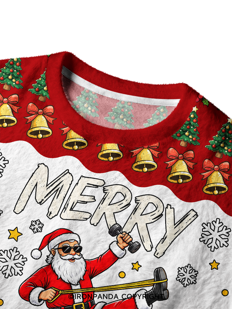 Merry Stretchmas Ugly Fuzzy Fleece Sweater