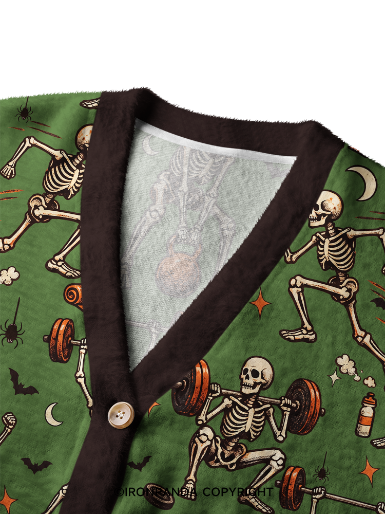 Skeleton Workout Ugly Cardigan Sweater