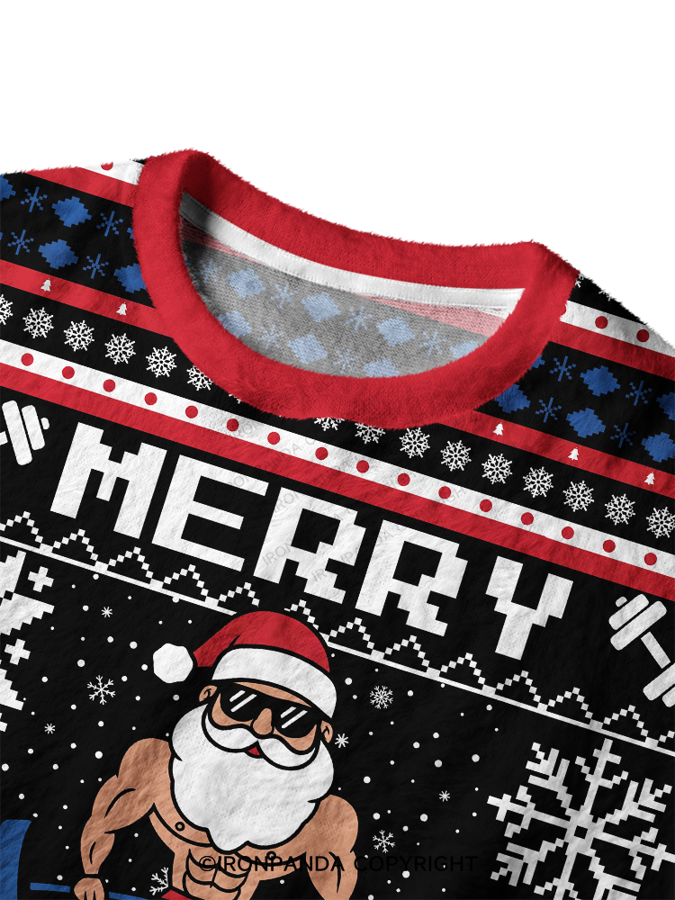 Merry Liftmas Ugly Fuzzy Fleece Sweater