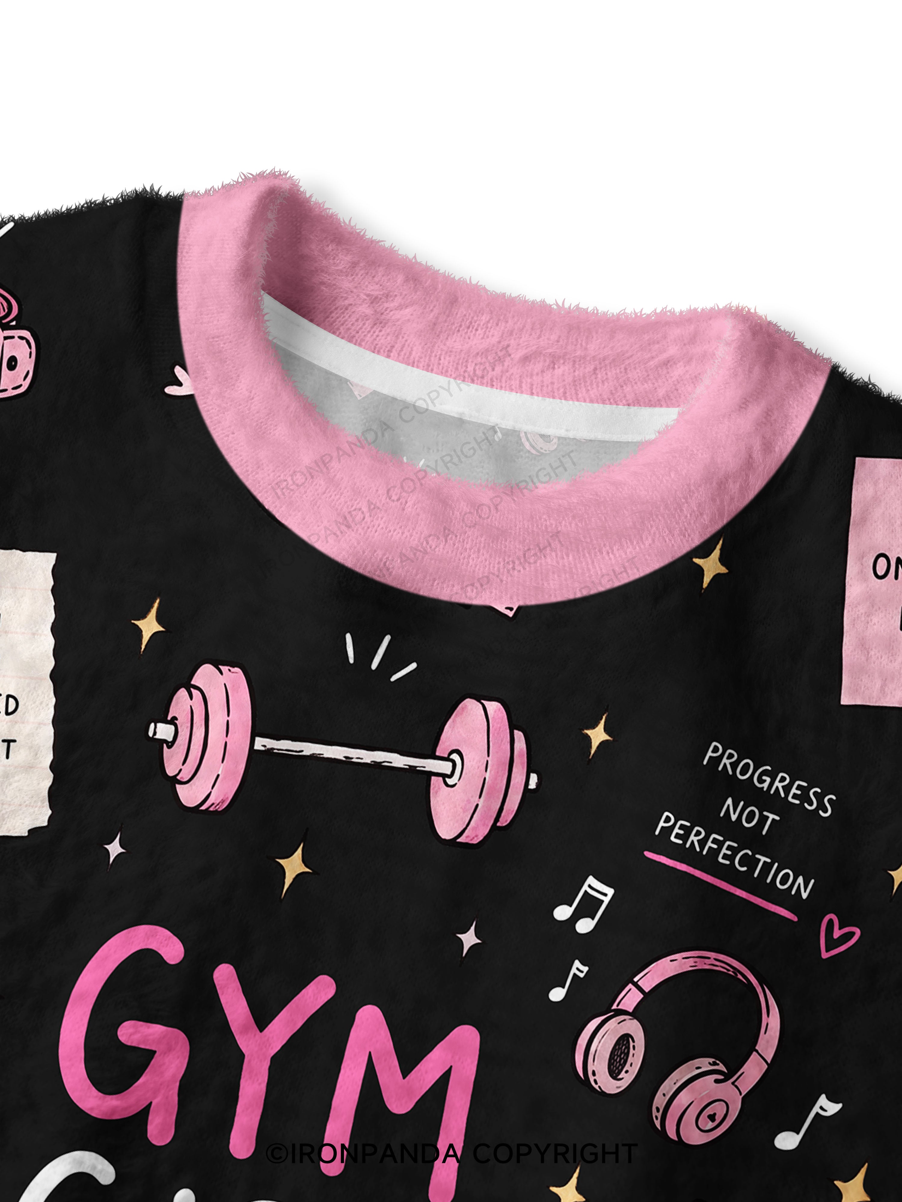 GYM GIRL LOG SETS REPS WEIGHTS PRS Fuzzy Fleece Crop Sweater