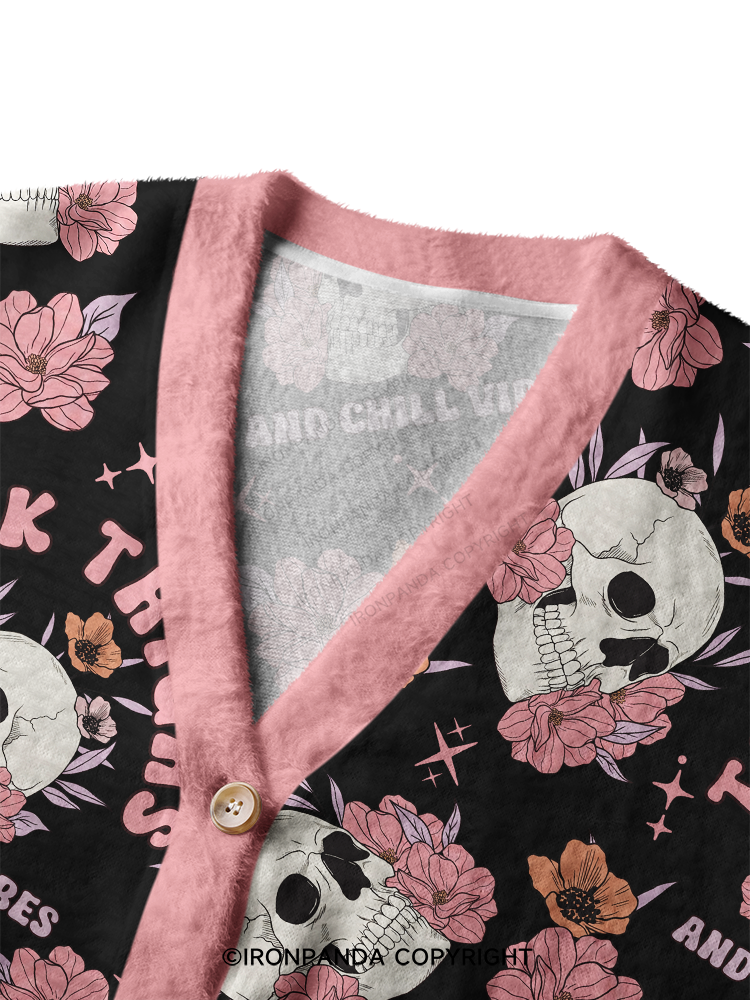 THICK THIGH AND CHILL VIBES Crop Ugly Cardigan Sweater