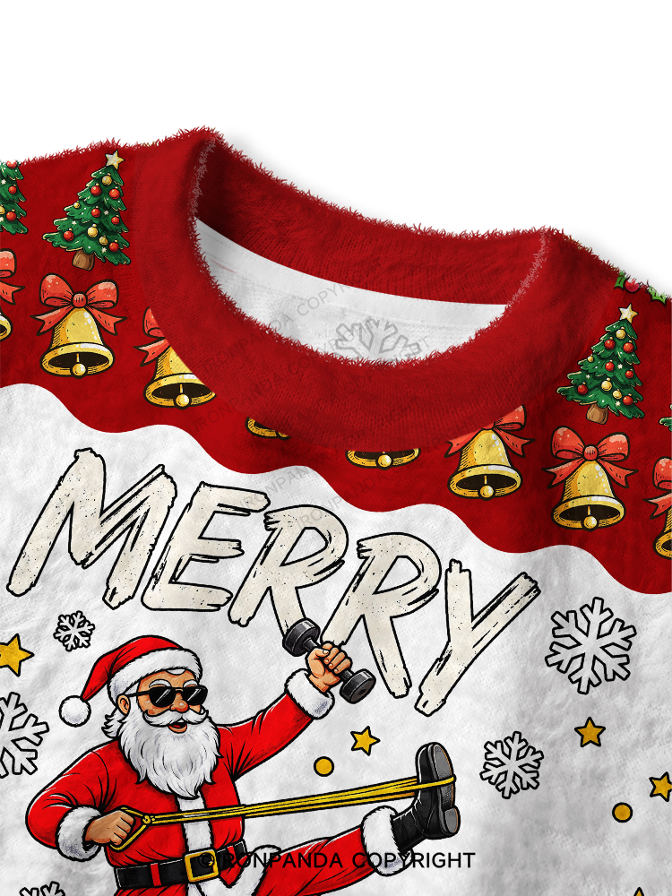 Merry Stretchmas Fuzzy Fleece Crop Sweater