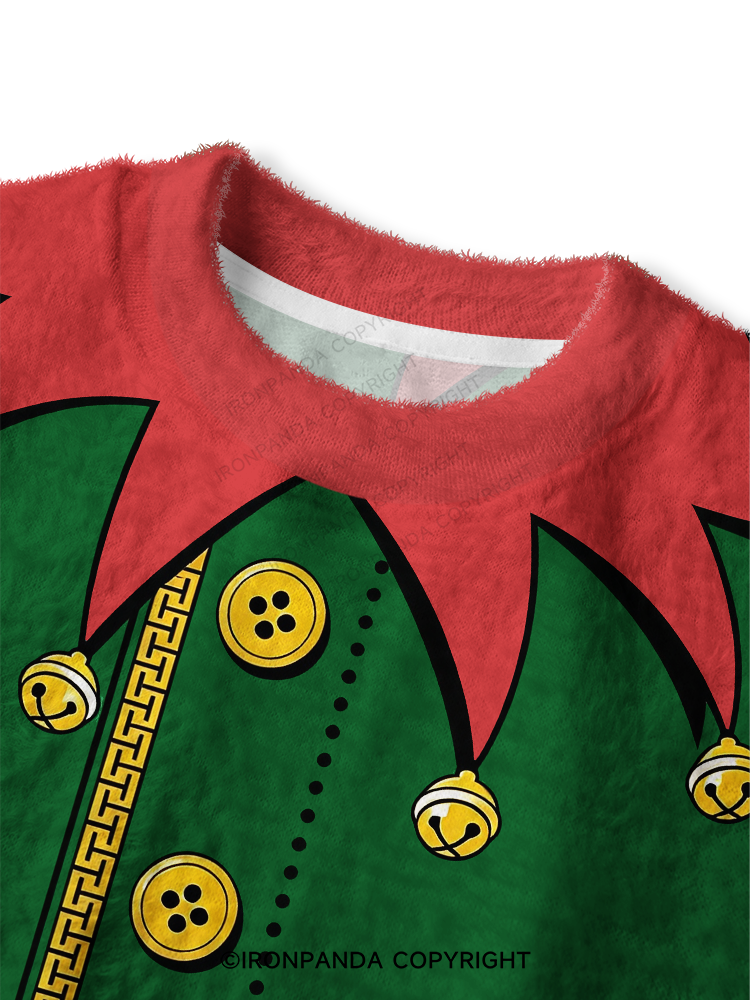 Christmas Elf Fuzzy Fleece Crop Sweater