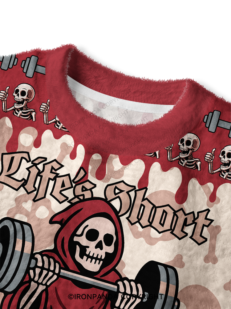 Lift Heavy Or Die Trying Fuzzy Fleece Crop Sweater