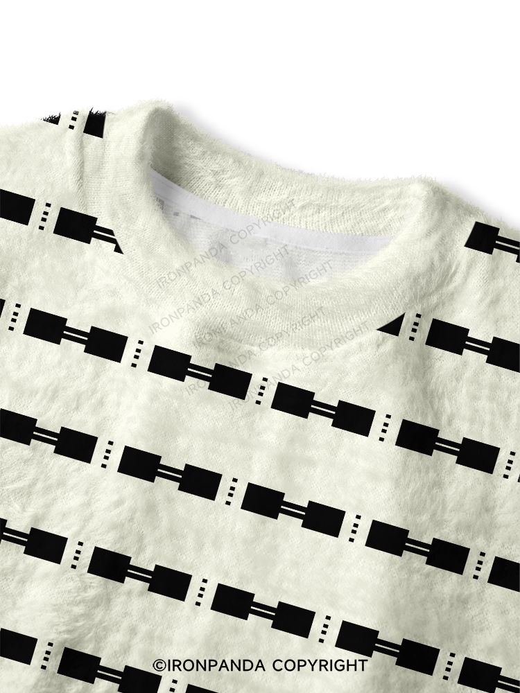 MINIMAL DUMBBELL TEXTURE Fuzzy Fleece Crop Sweater