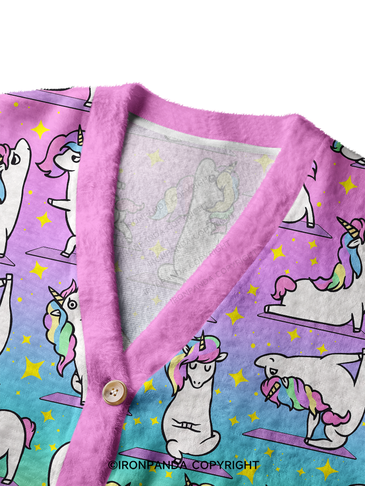 UNICORN YOGA STARLIGHT PARTY Crop Ugly Cardigan Sweater