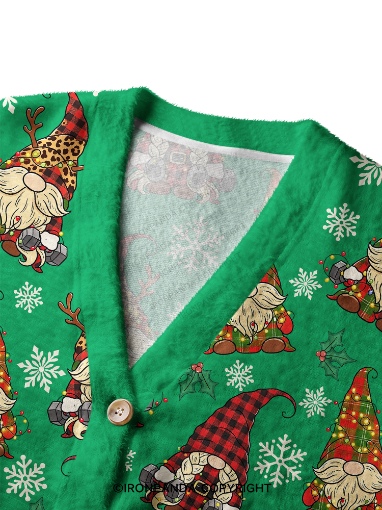 Funny Fitness Christmas Elf Ugly Cardigan Sweater