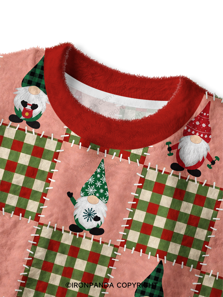 Christmas Elf GYM  Fuzzy Fleece Crop Sweater