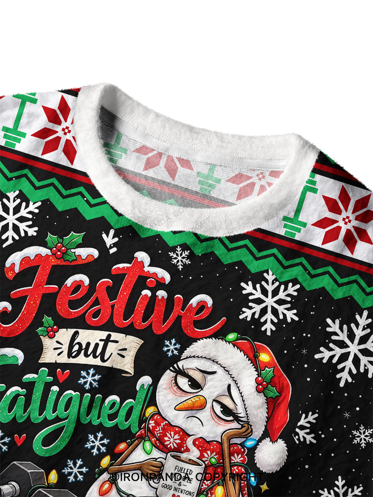 Funny Christmas Workout Snowman Ugly Fuzzy Fleece Sweater