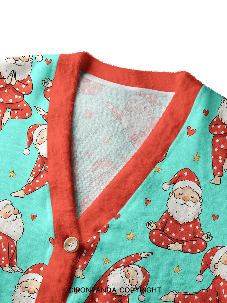 Funny Santa Yoga Ugly Cardigan Sweater