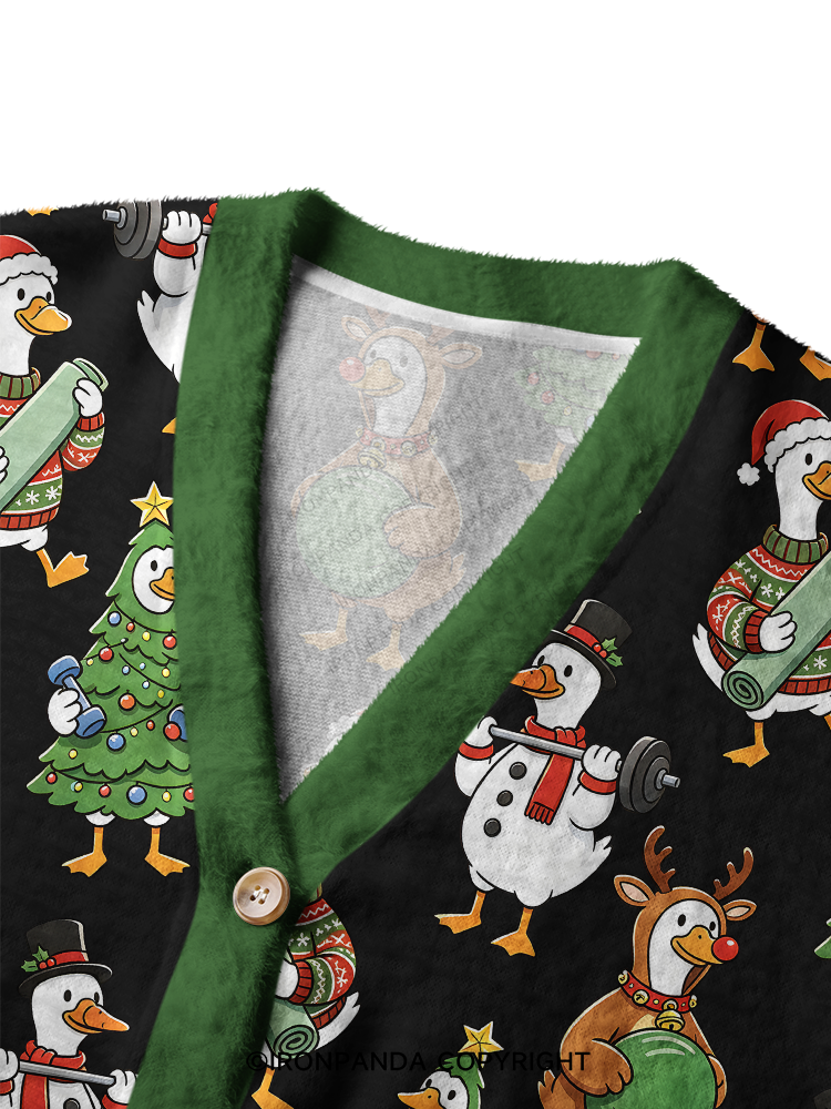 Christmas Fitness Goose Ugly Cardigan Sweater