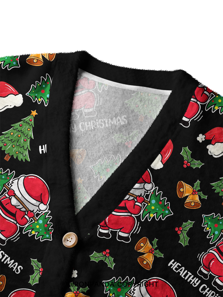 Healthy Christmas Crop Ugly Cardigan Sweater