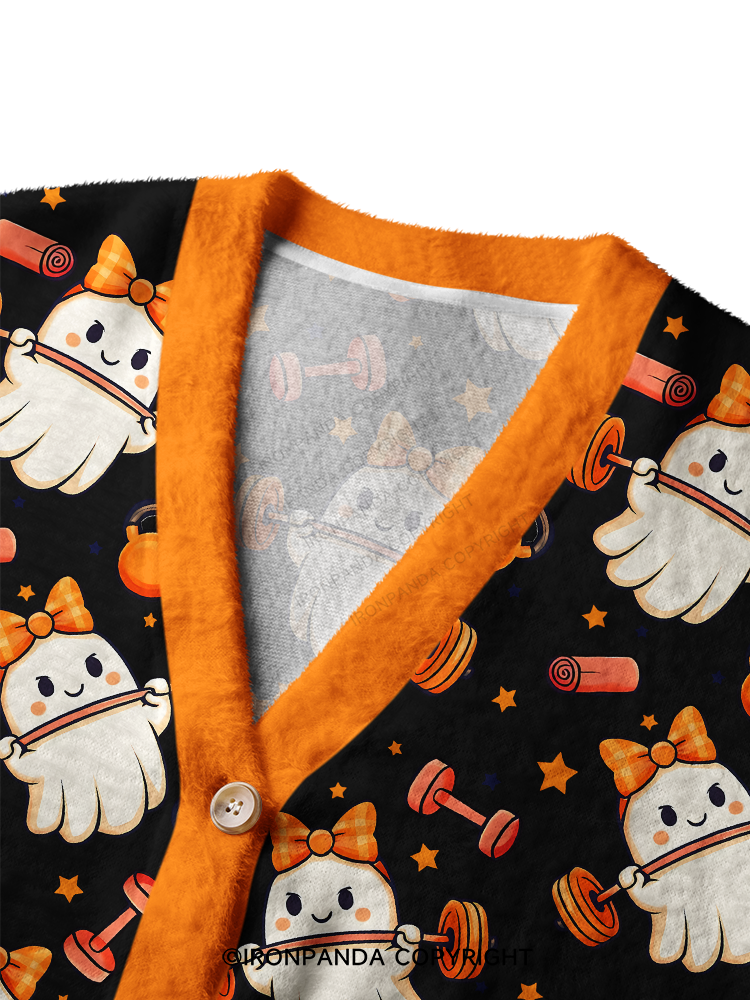 WORKING ON MY BOOTY FUNNY GHOST Ugly Cardigan Sweater