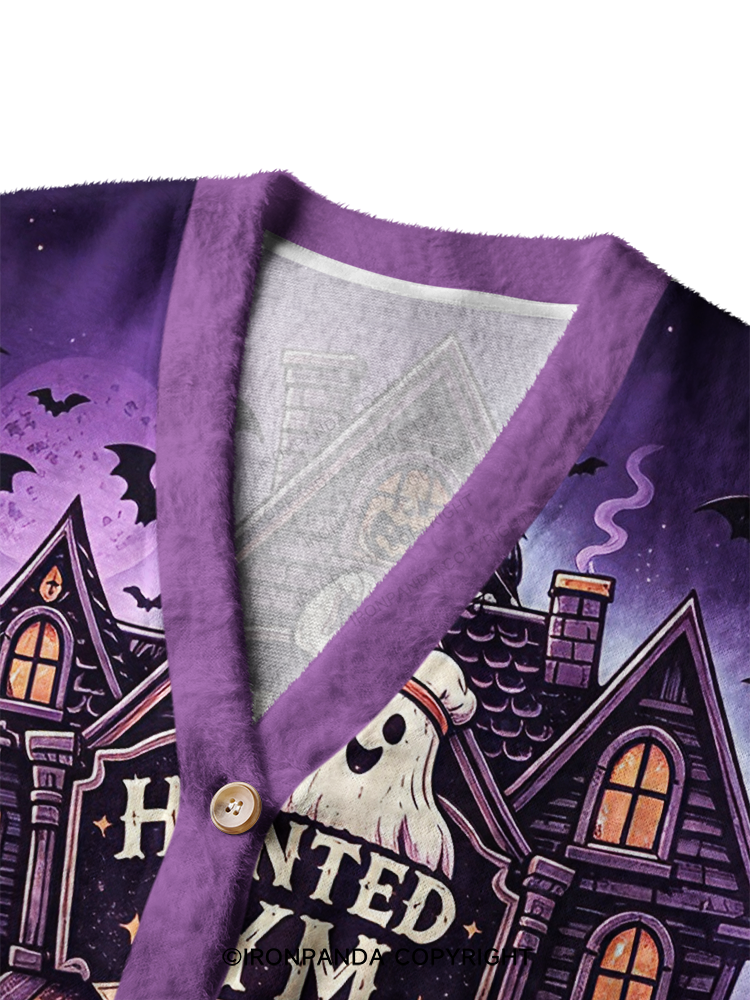 Haunted Gym Crop Ugly Cardigan Sweater