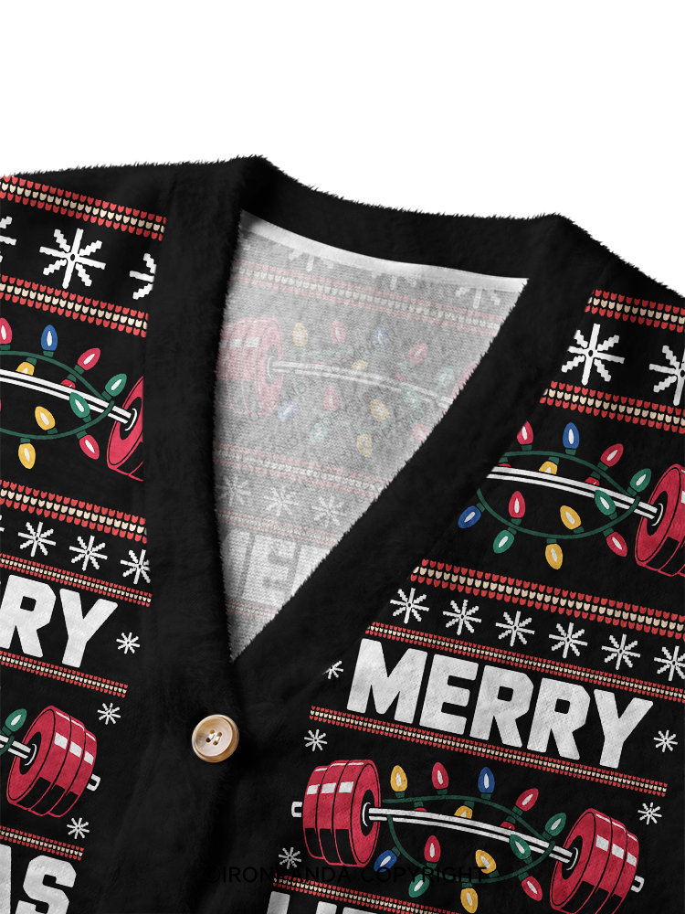 MERRY LIFTMAS XMAS SEASON Crop Ugly Cardigan Sweater