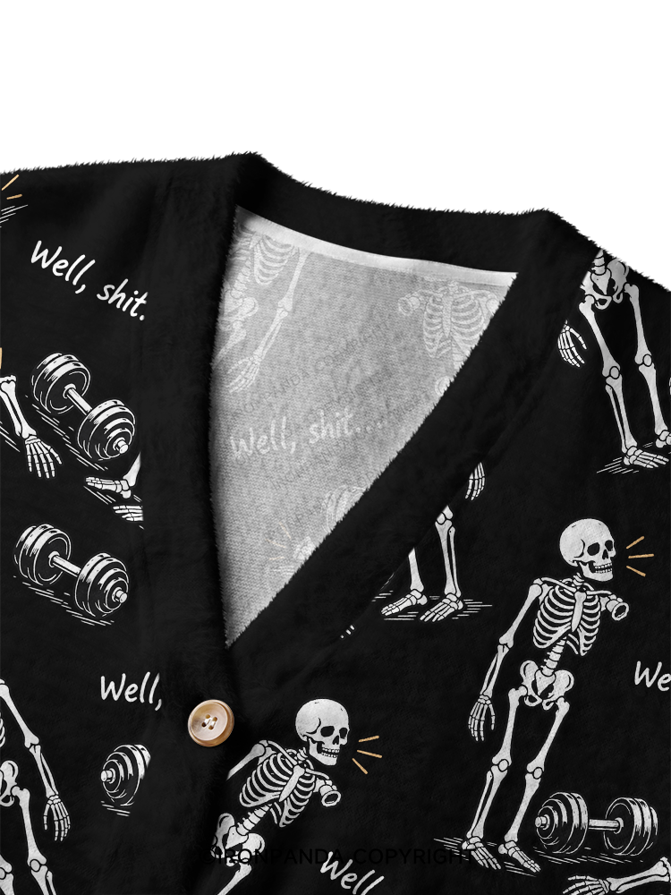Well Shit Skeleton Crop Ugly Cardigan Sweater