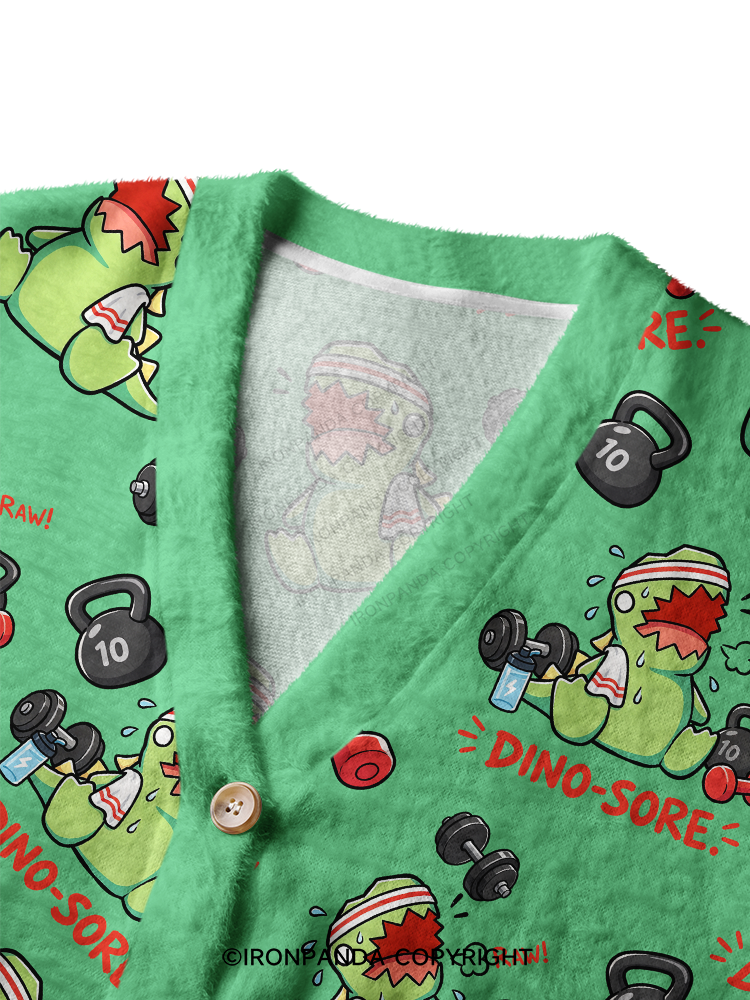 DINO-SORE GYM Ugly Cardigan Sweater