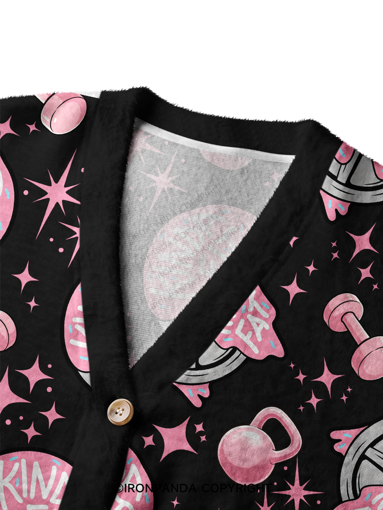 PINK WEIGHTS AND SWEET CALORIE BALANCE Ugly Cardigan Sweater