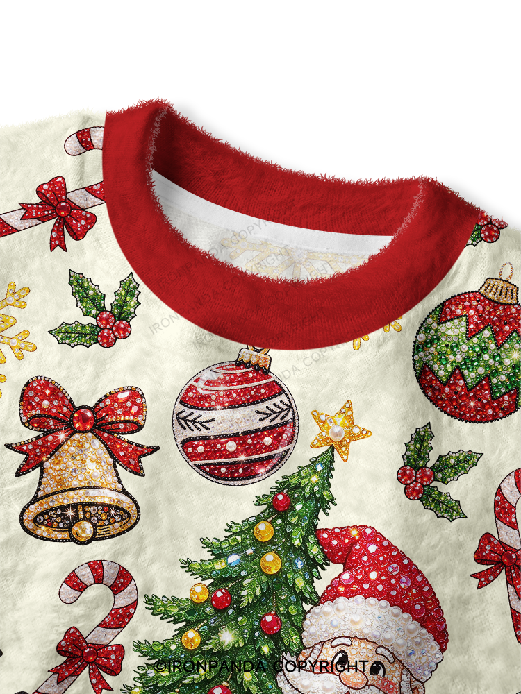 FITNESS SANTA'S CHRISTMAS SEASON Fuzzy Fleece Crop Sweater