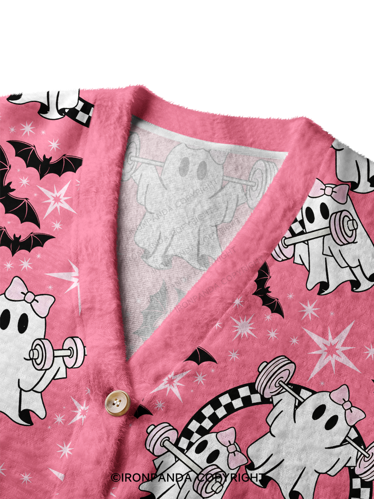 GHOST LIFTING SQUAD Ugly Cardigan Sweater