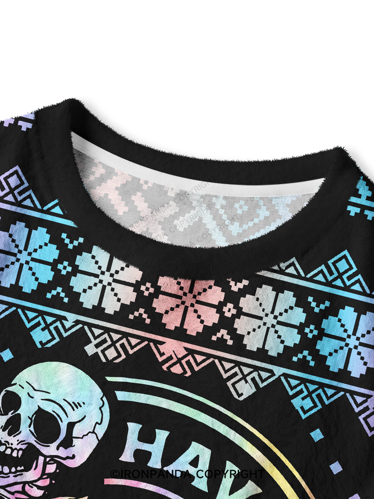 HAVE THE DAY YOU DESERVE SKULL Crop Ugly Sweater