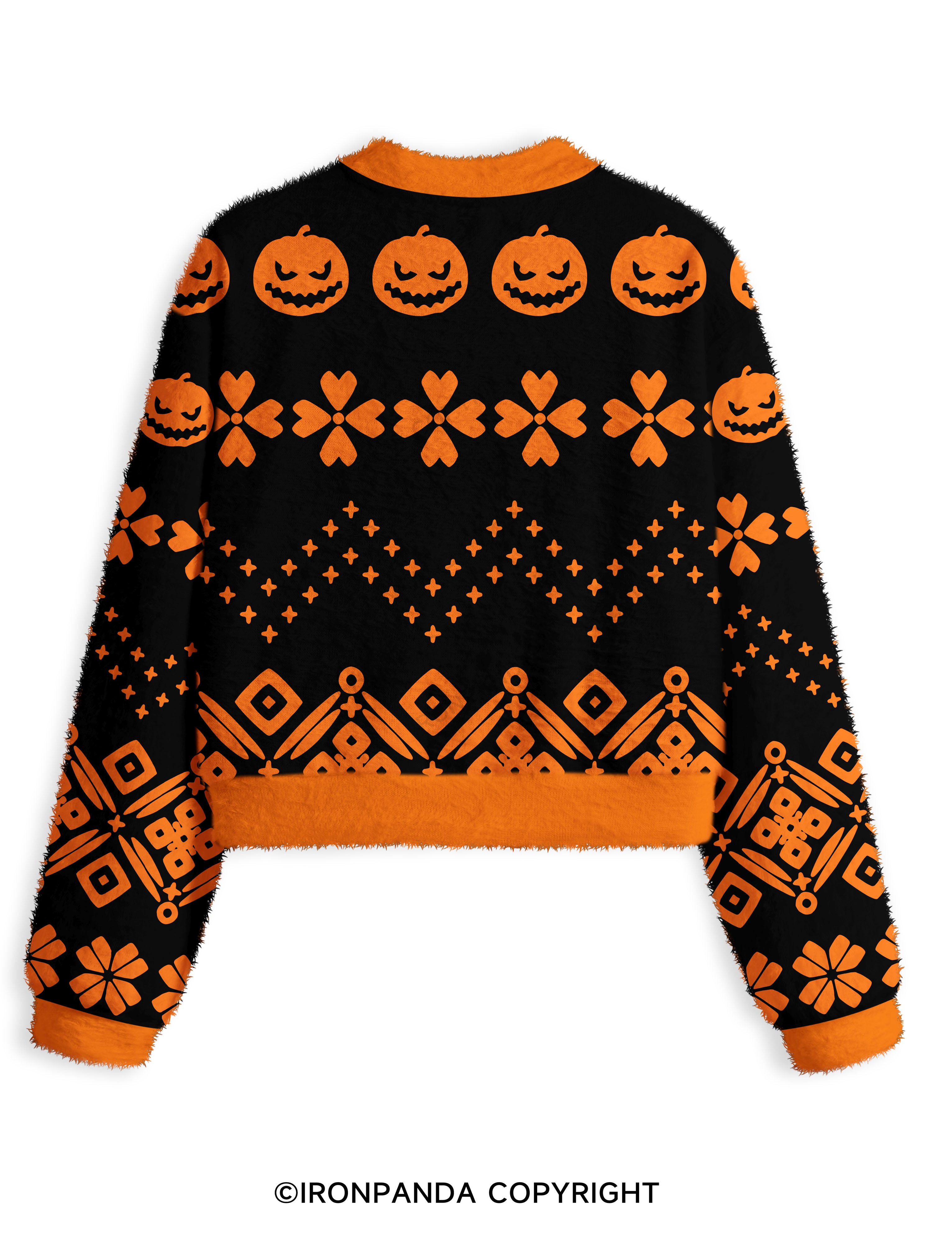 SPOOKY STRONG GIRL CLUB Fuzzy Fleece Crop Sweater