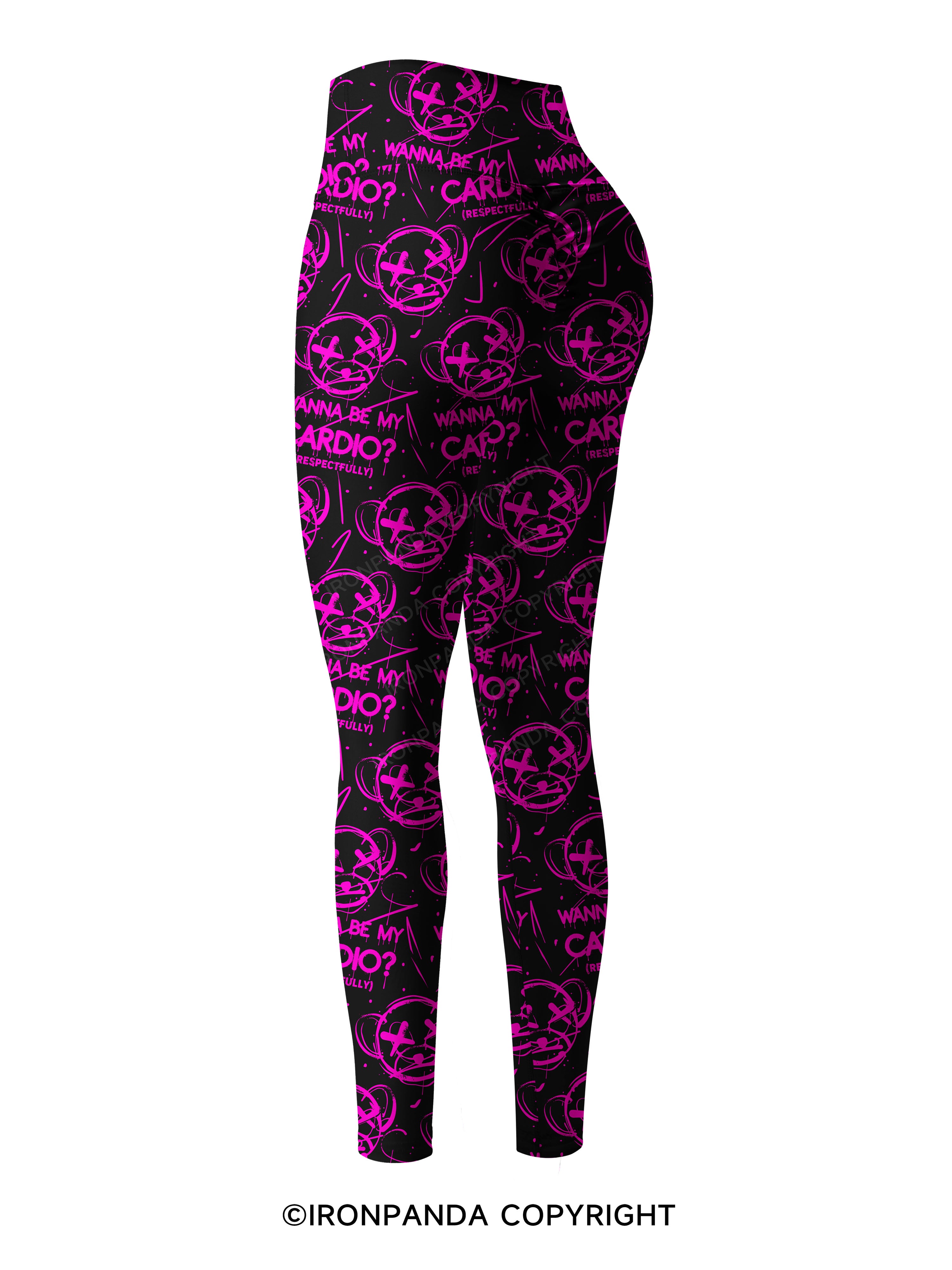 WANNA BE MY CARDIO FUNNY Printed Yoga Pants