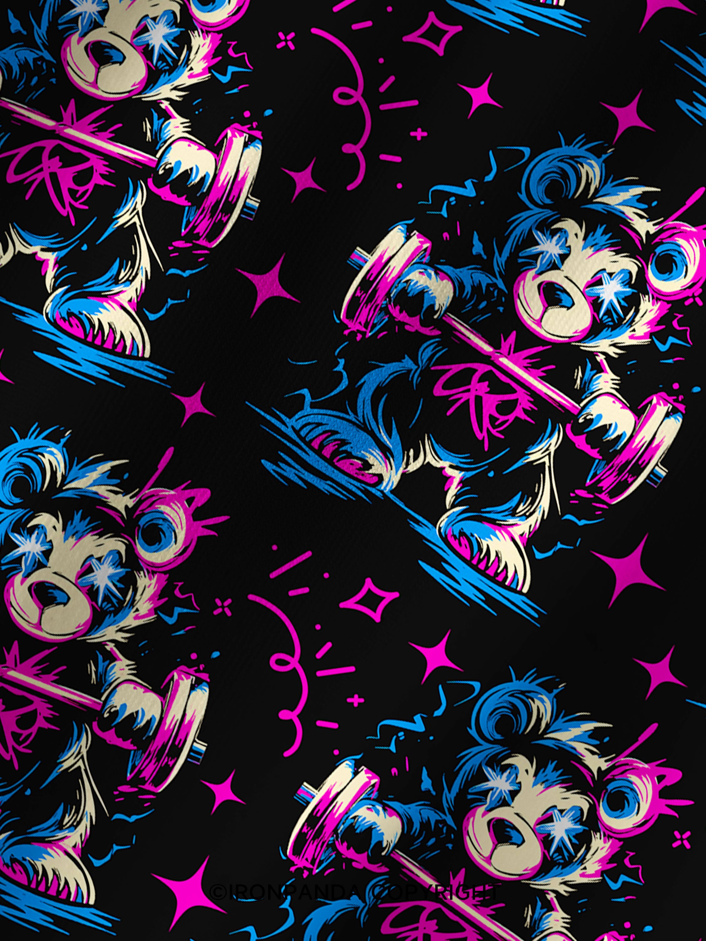 LIFT HEAVY PET BEAR Printed Yoga Shorts