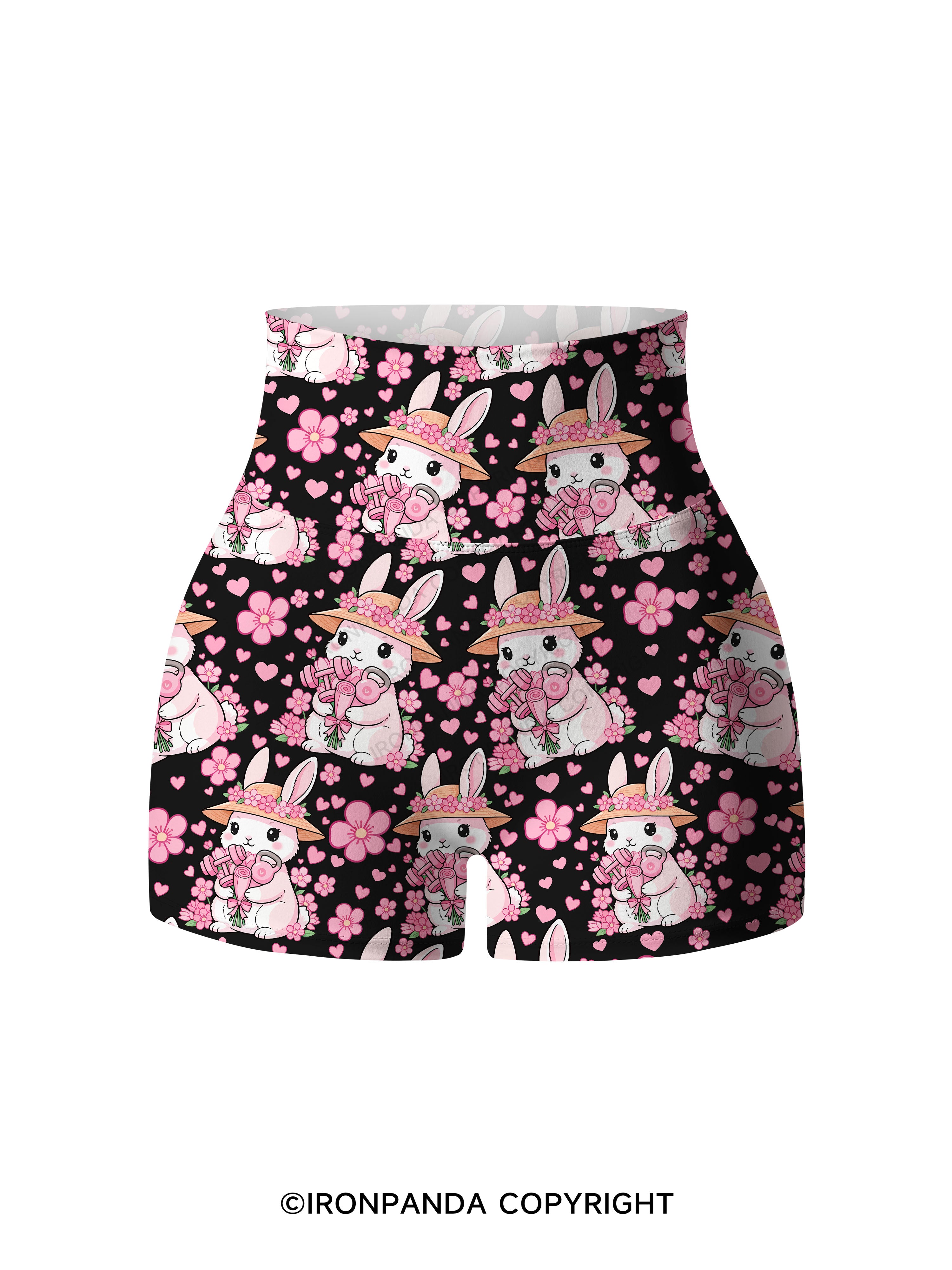 Bunny Gains Print Printed Yoga Shorts