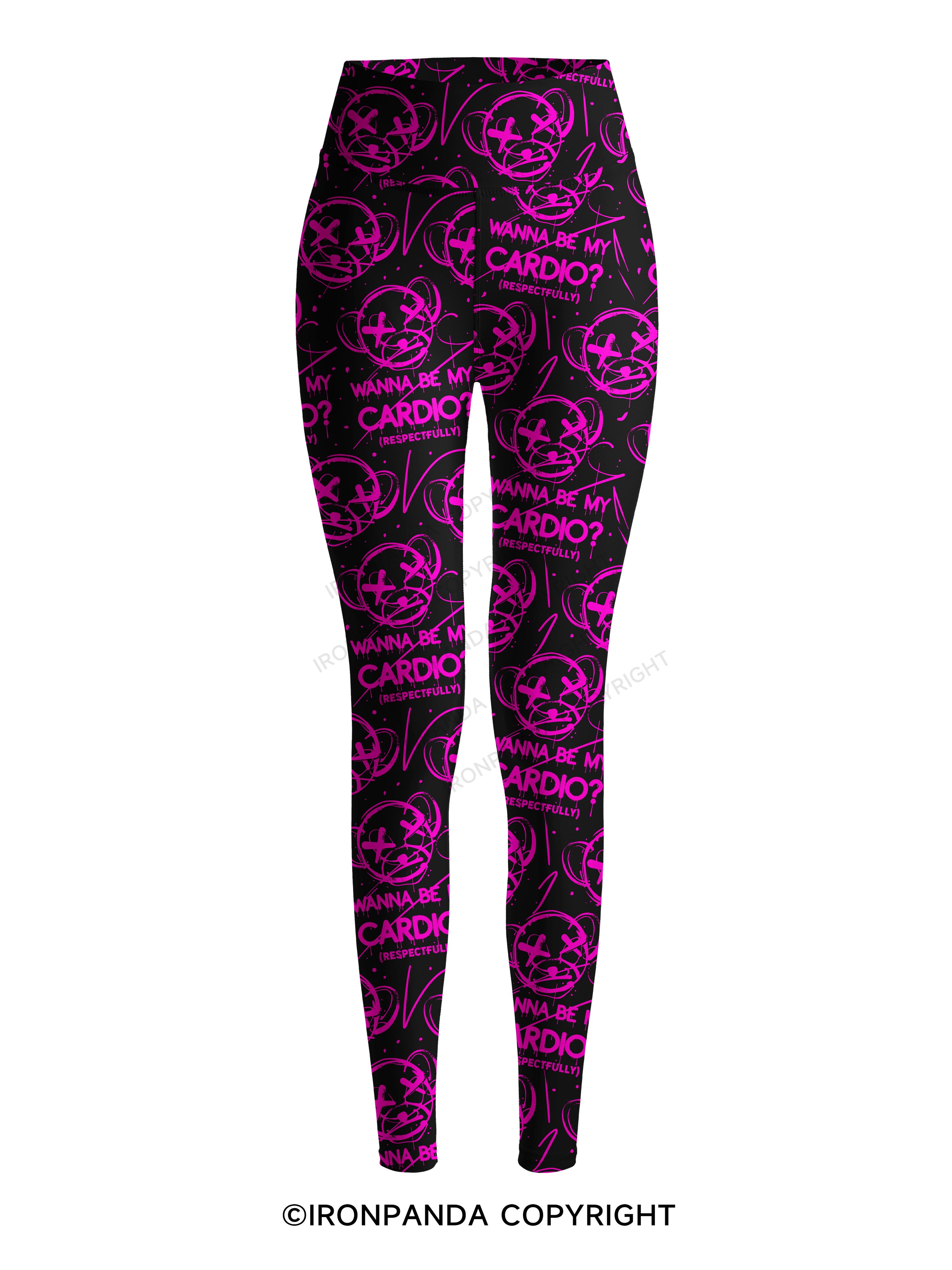 WANNA BE MY CARDIO FUNNY Printed Yoga Pants