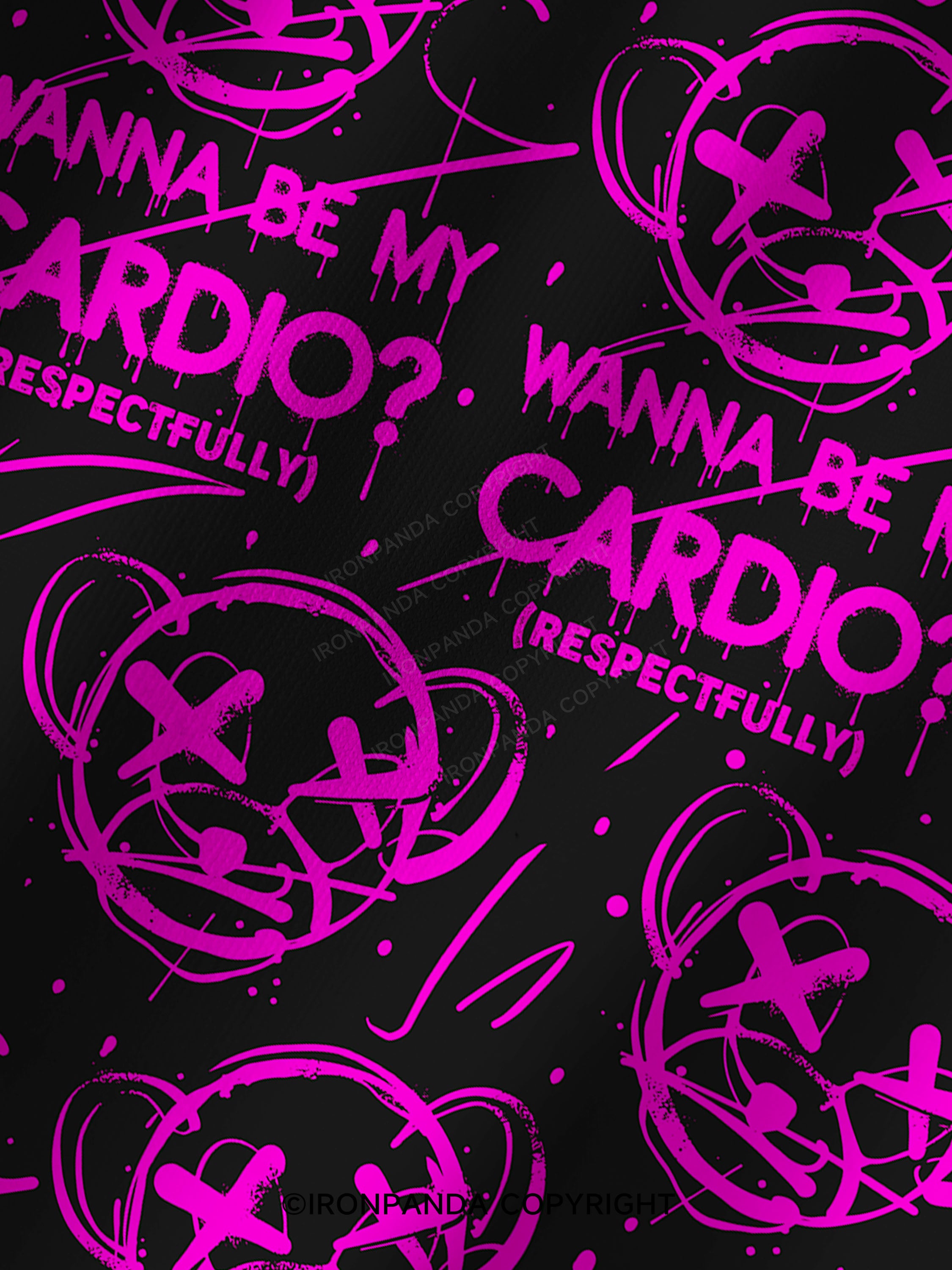 WANNA BE MY CARDIO FUNNY Print Printed Yoga Shorts